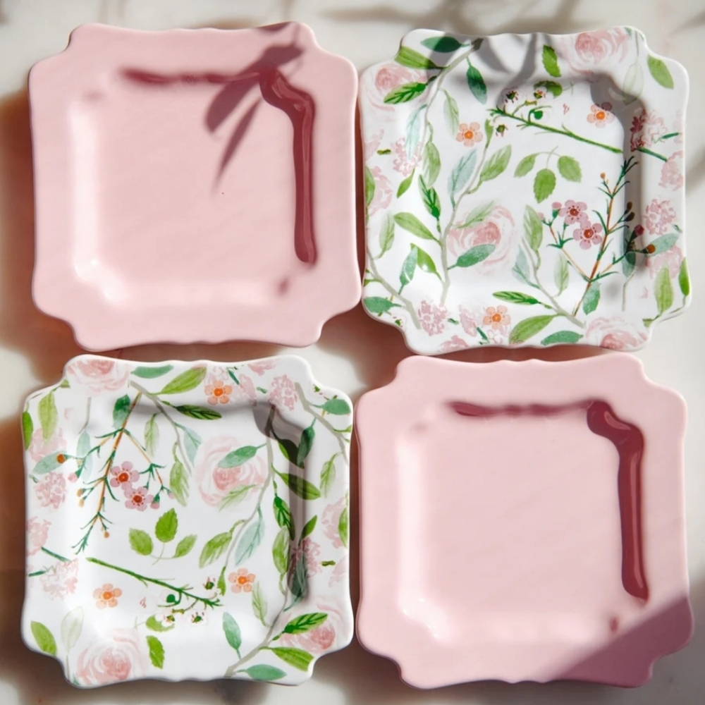 Sweet Laurel Floral Dessert Plates (set of 4), New in box